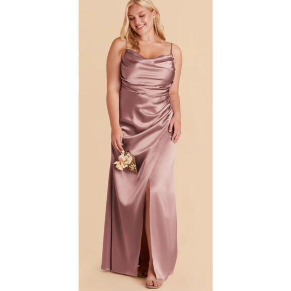 Birdy Grey Dresses & Skirts - Birdy Grey Lydia Maxi Dress in Shiny Satin Dark Mauve. Size L